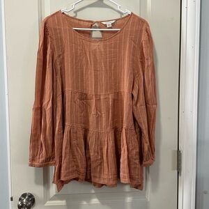 American Eagle Women's Rust Peplum Top Open Back Size Medium